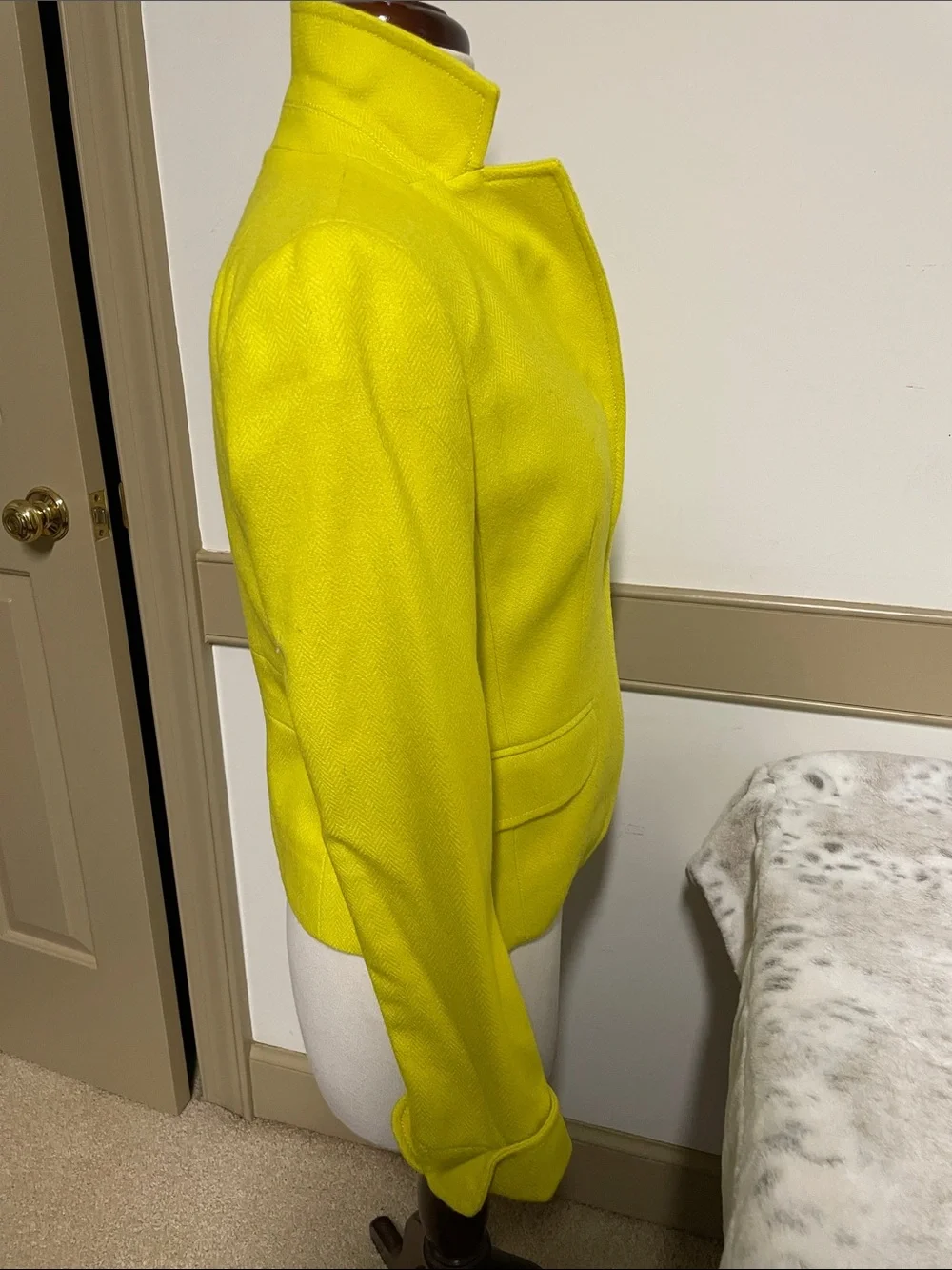 J Crew Neon Yellow wool Tailored Blazer Jacket 4